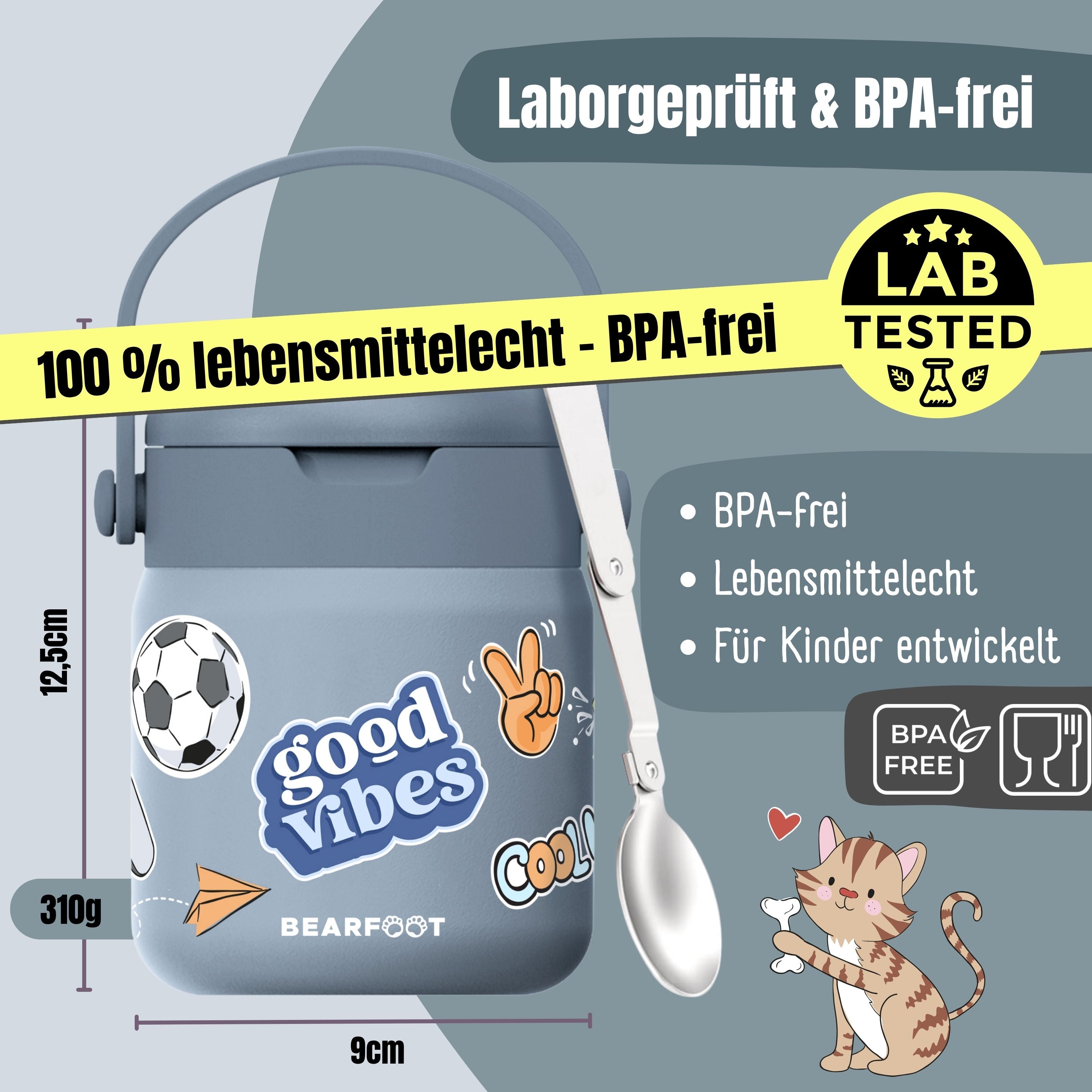 Thermobehälter Kinder Edelstahl - Sticker blau