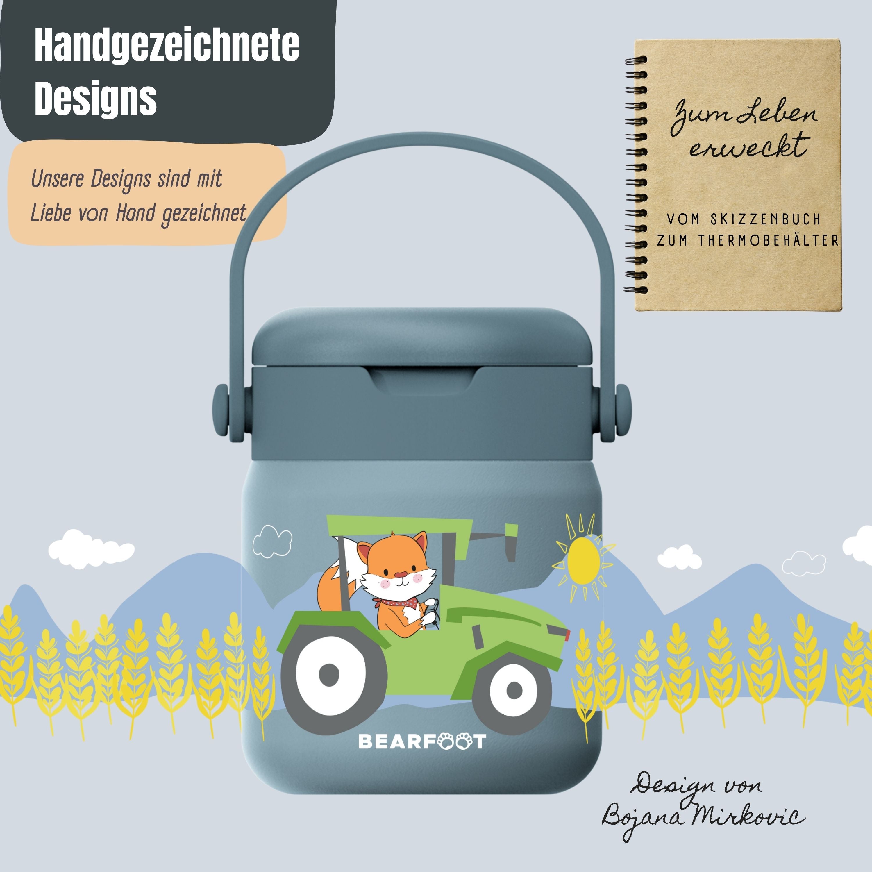 Thermobehälter Kinder Edelstahl - Sticker blau