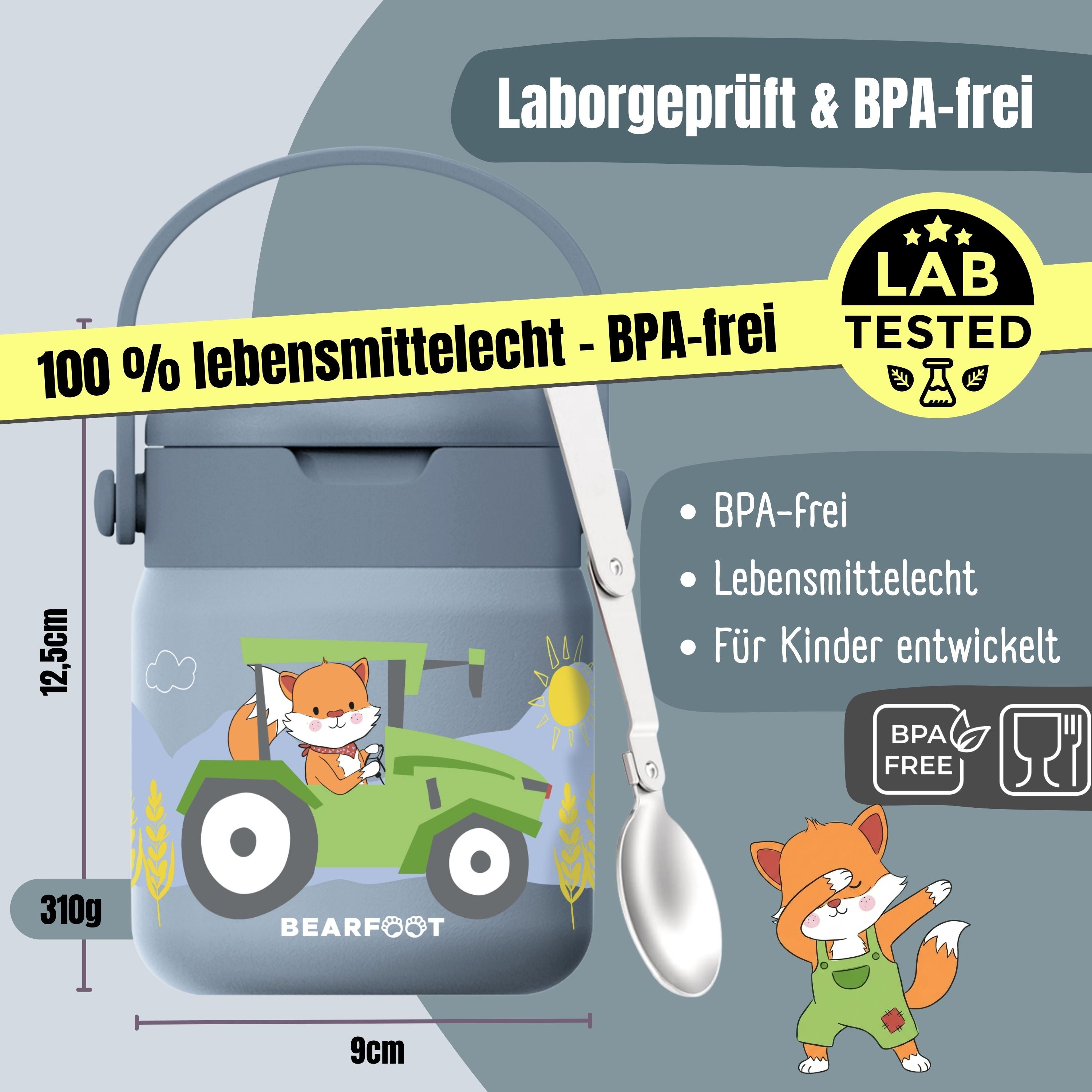 Thermobehälter Kinder Edelstahl - Sticker blau