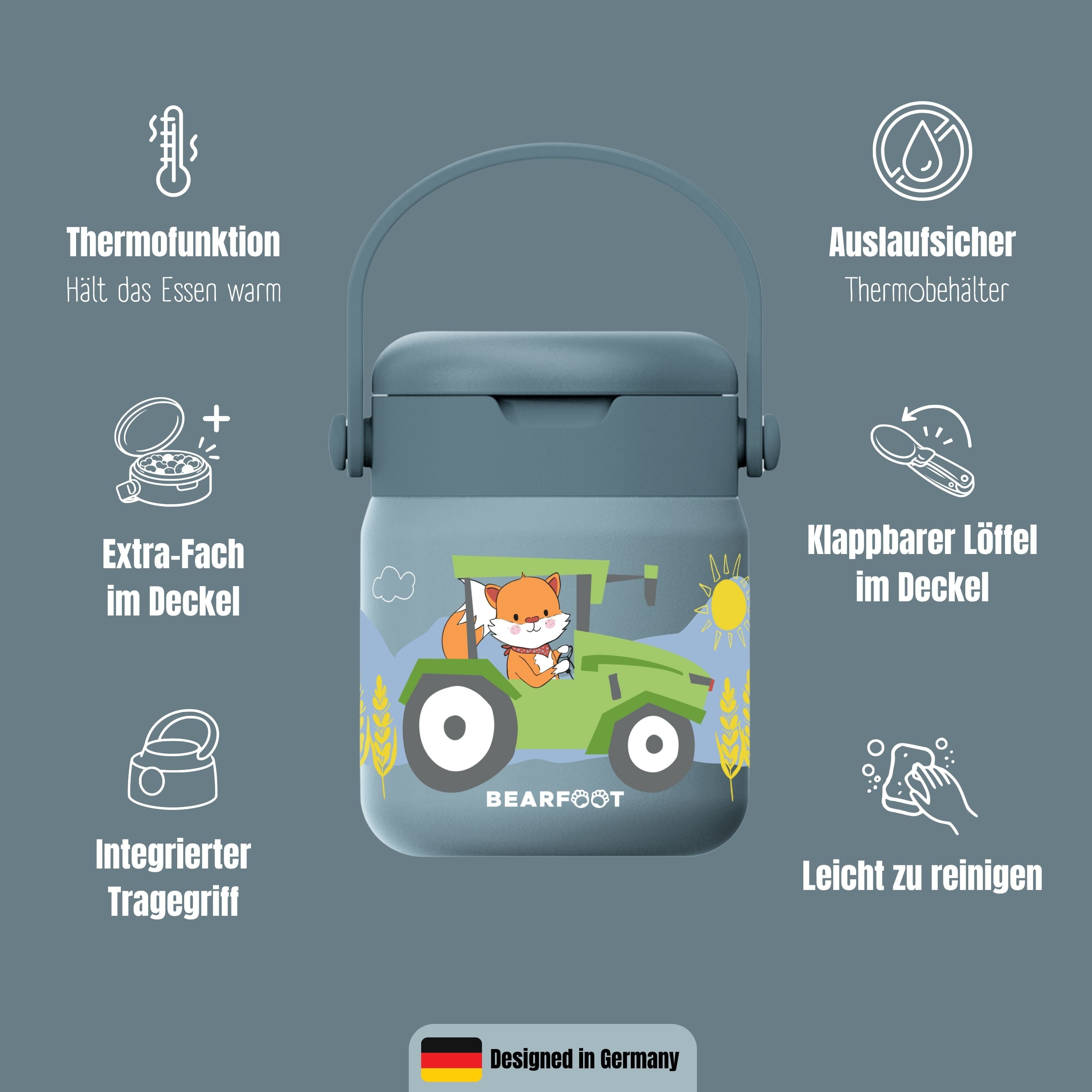 Thermobehälter Kinder Edelstahl - Sticker blau