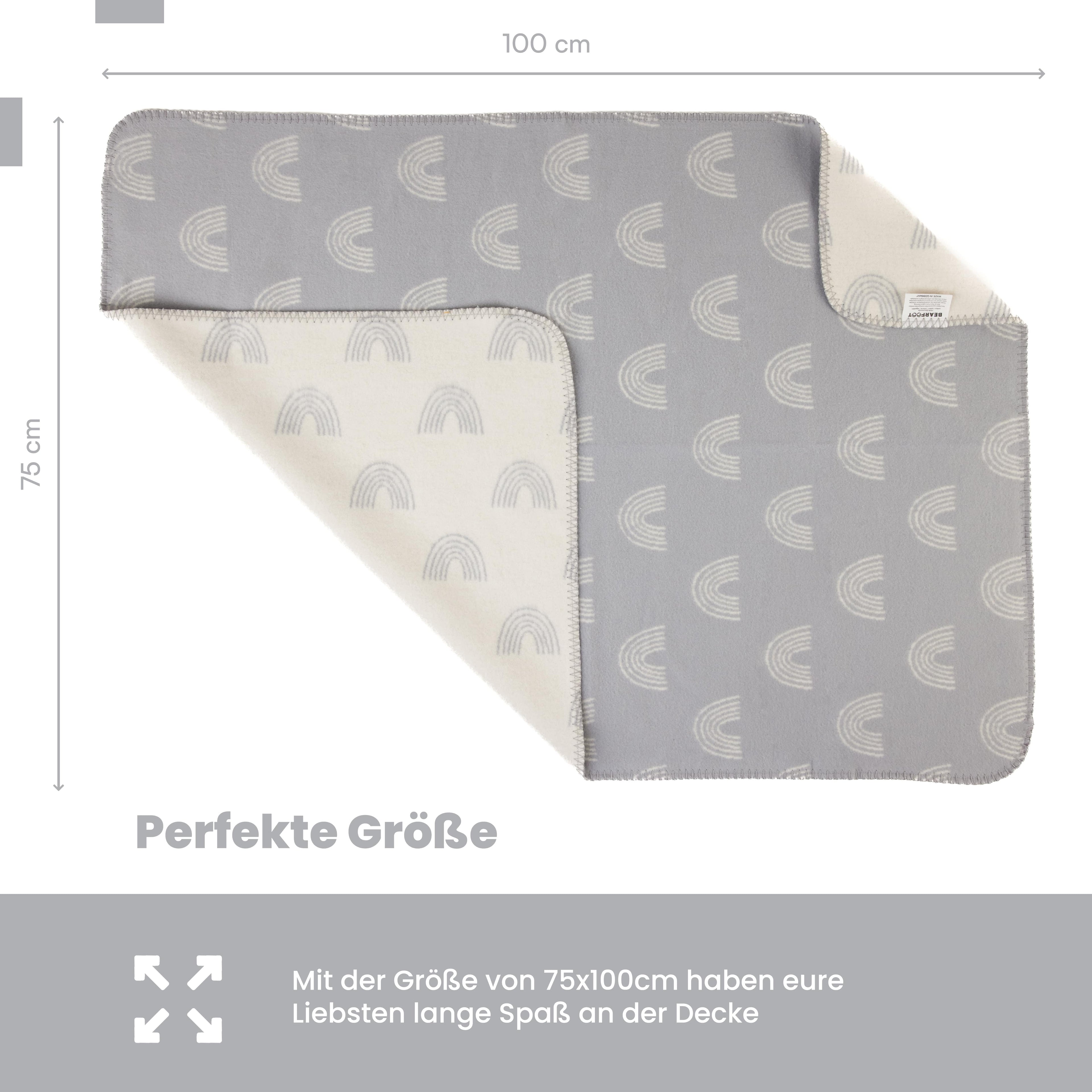 Babydecke Bio Baumwolle, Made in Germany, Regenbogen - grau