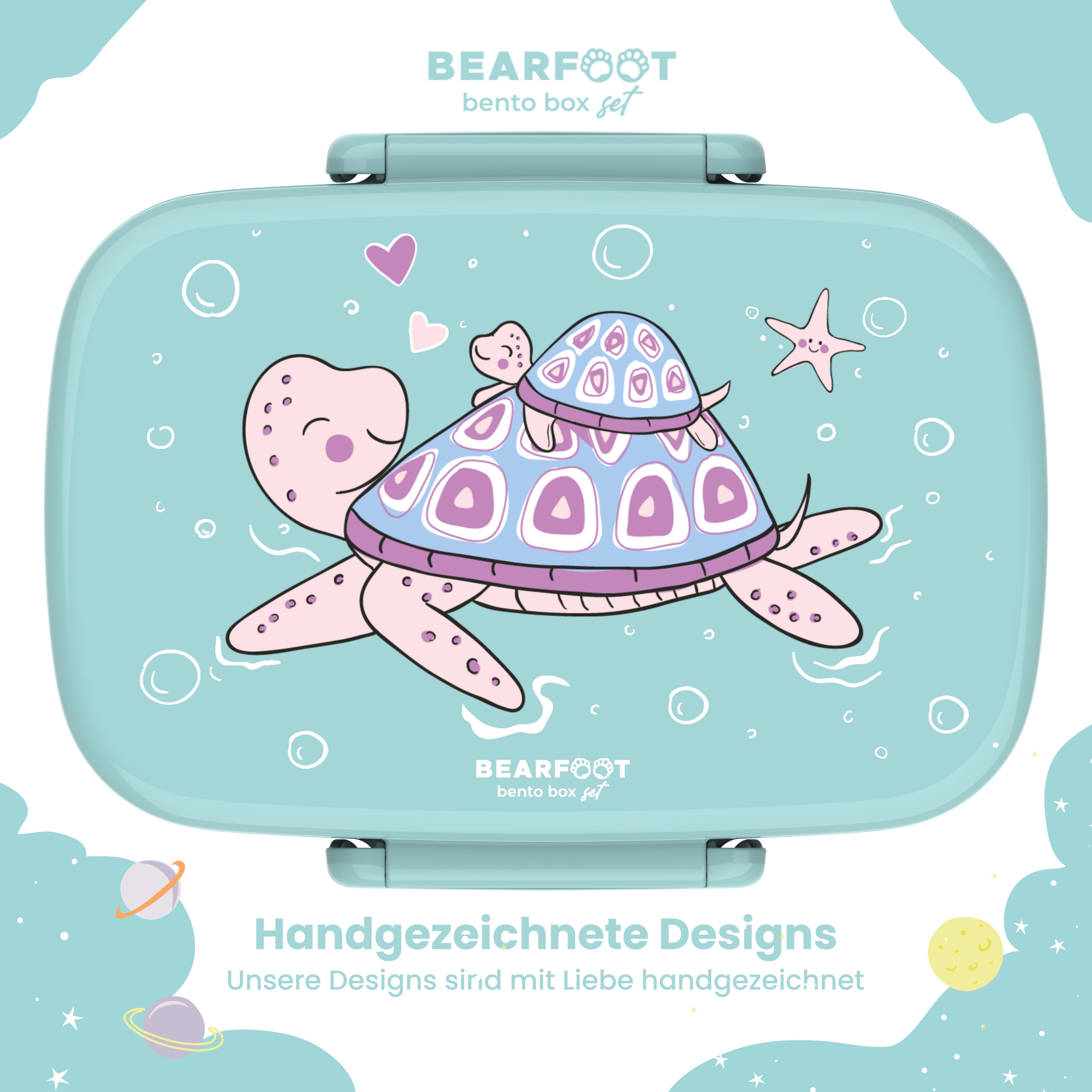 Brotdose Kinder Fächern, leicht & auslaufsicher- Schildkröte