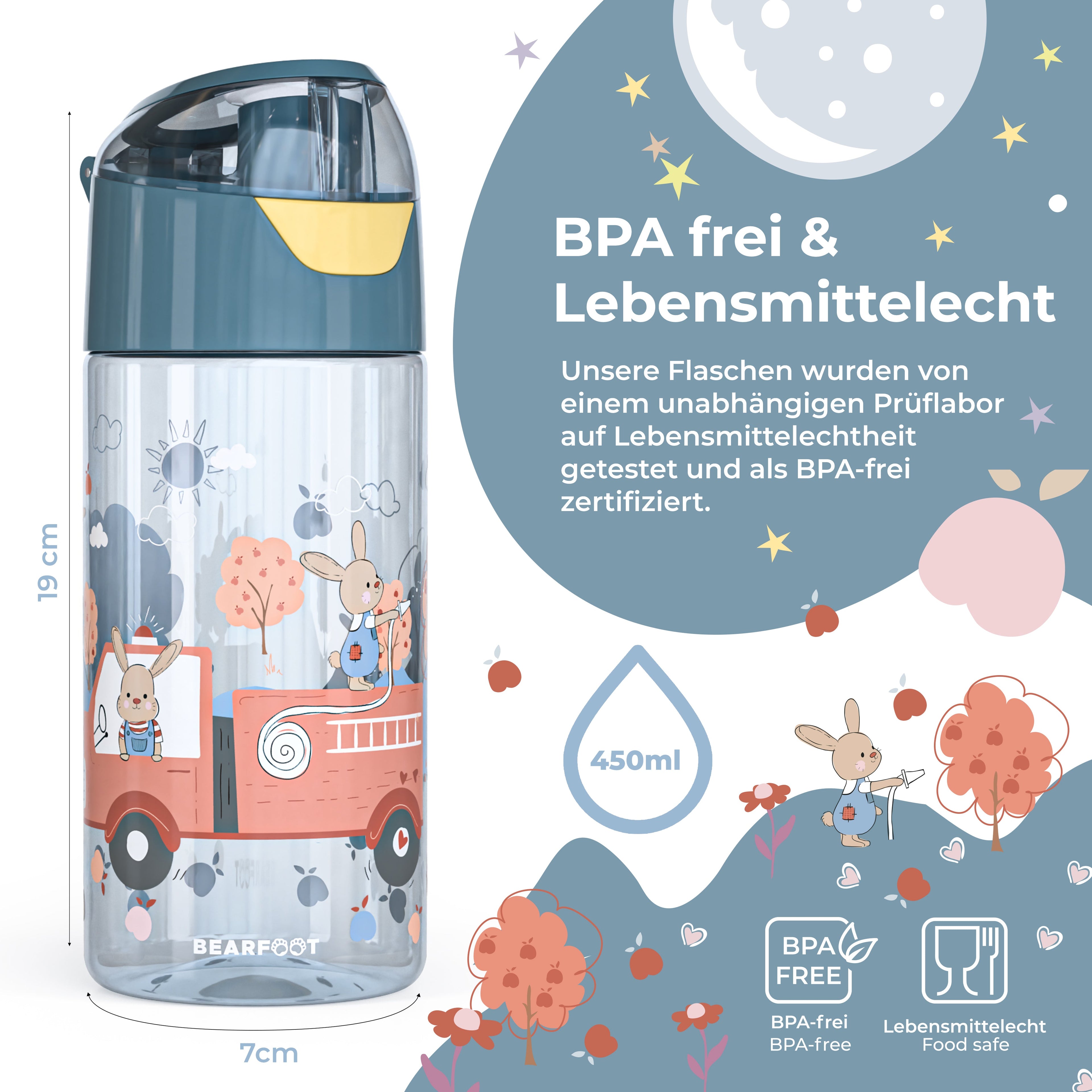 Trinkflasche Kinder, leichte Wasserflasche - Feuerwehr
