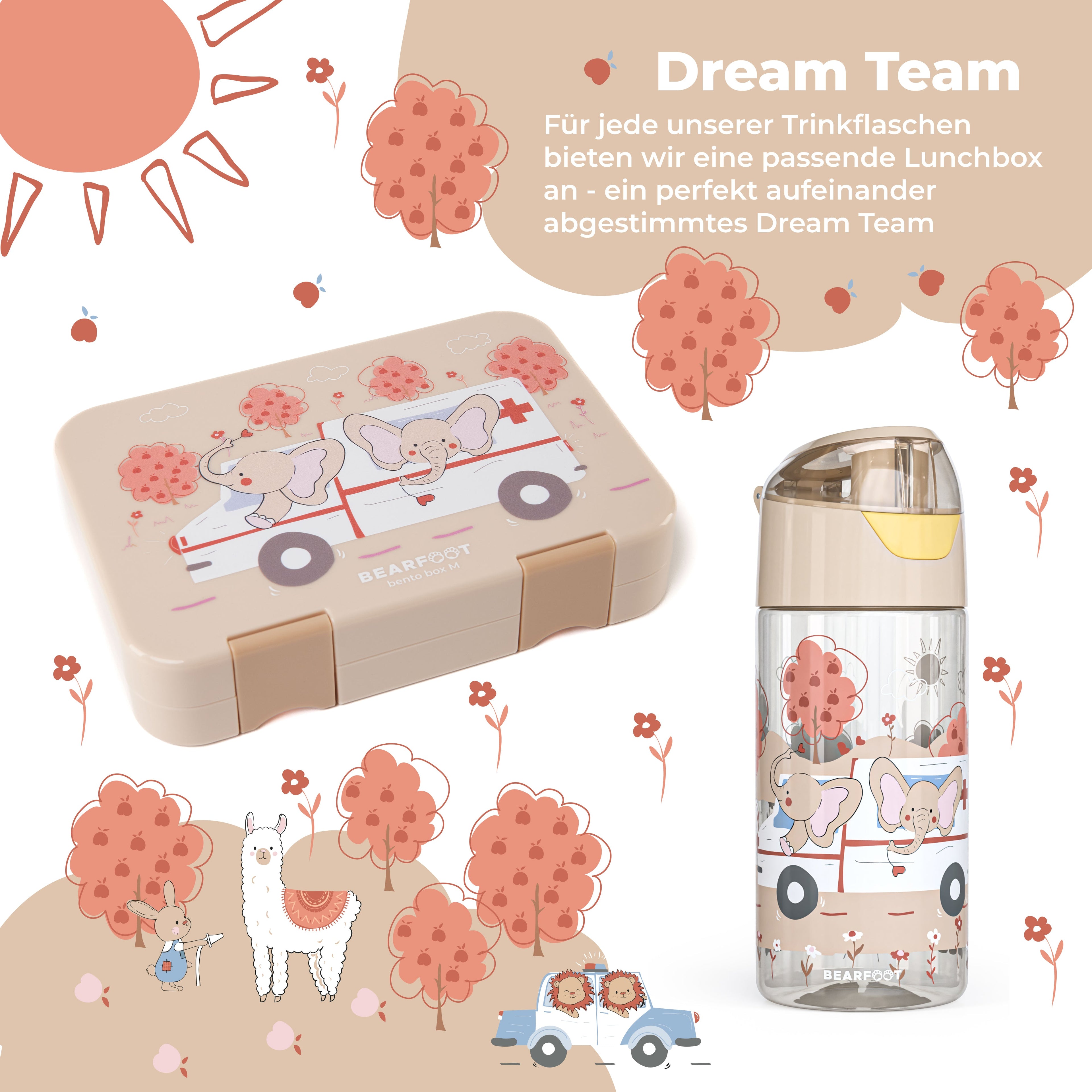 Trinkflasche Kinder, leichte Wasserflasche - Elefanten