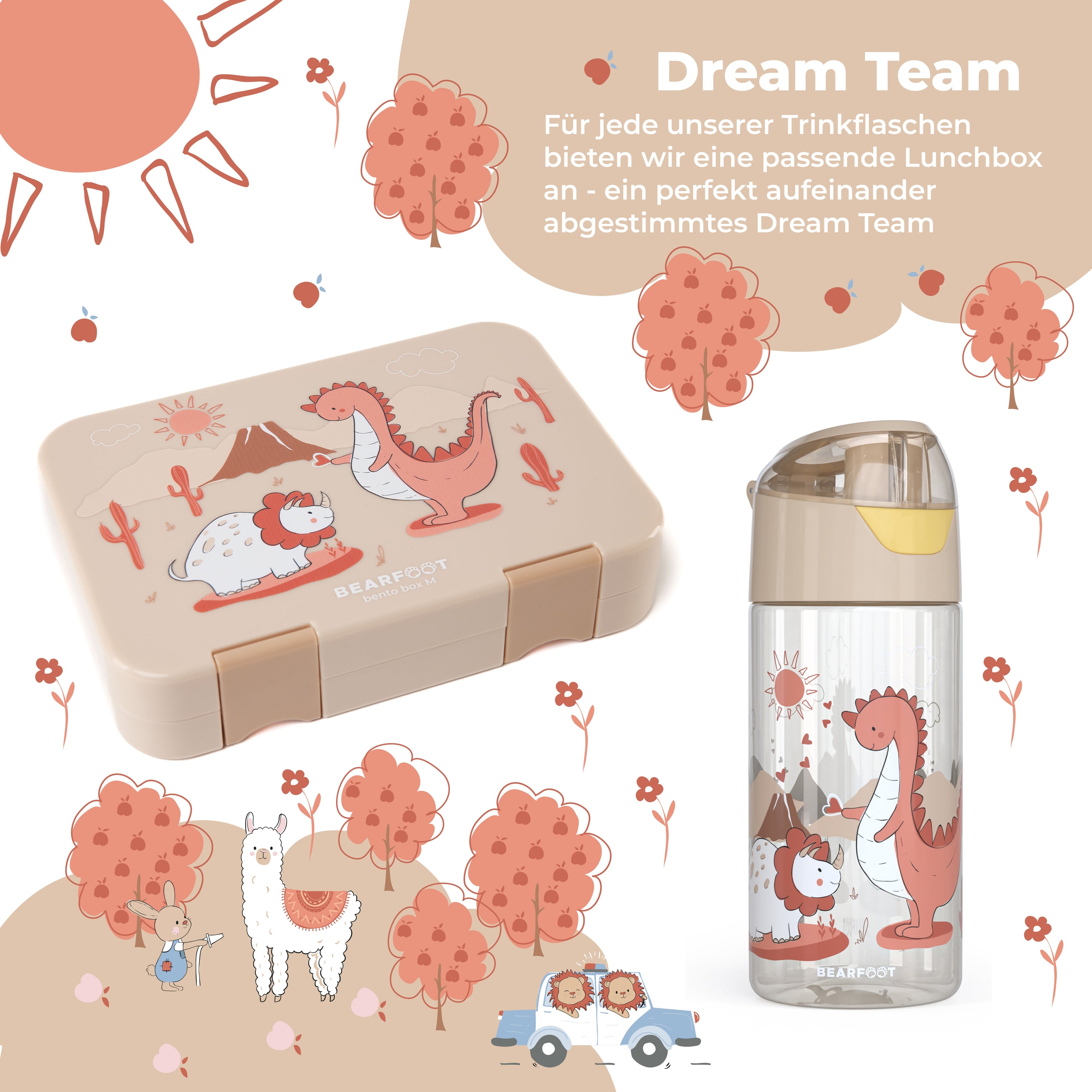 Trinkflasche Kinder, leichte Wasserflasche - Dinos