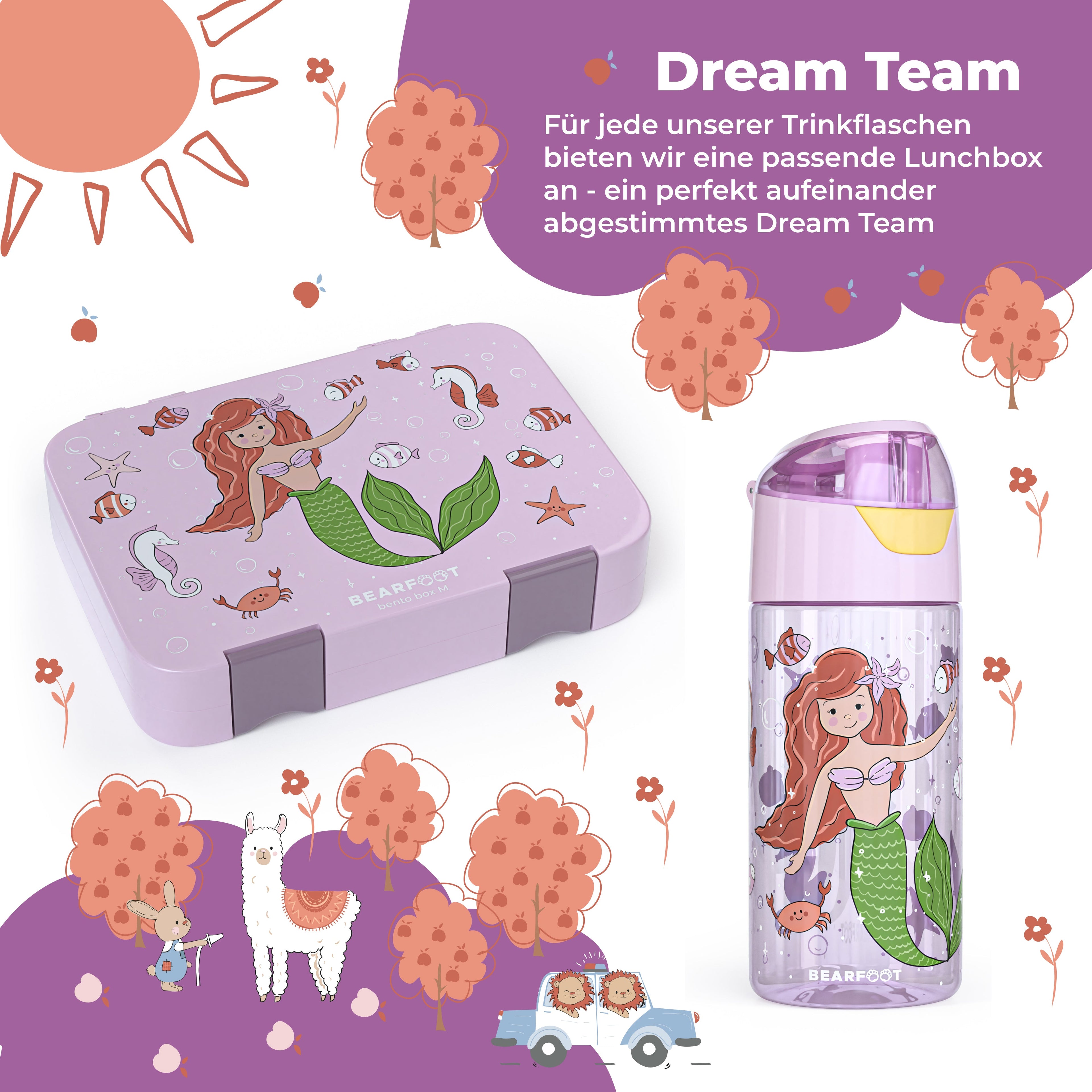 Trinkflasche Kinder, leichte Wasserflasche - Meerjungfrau