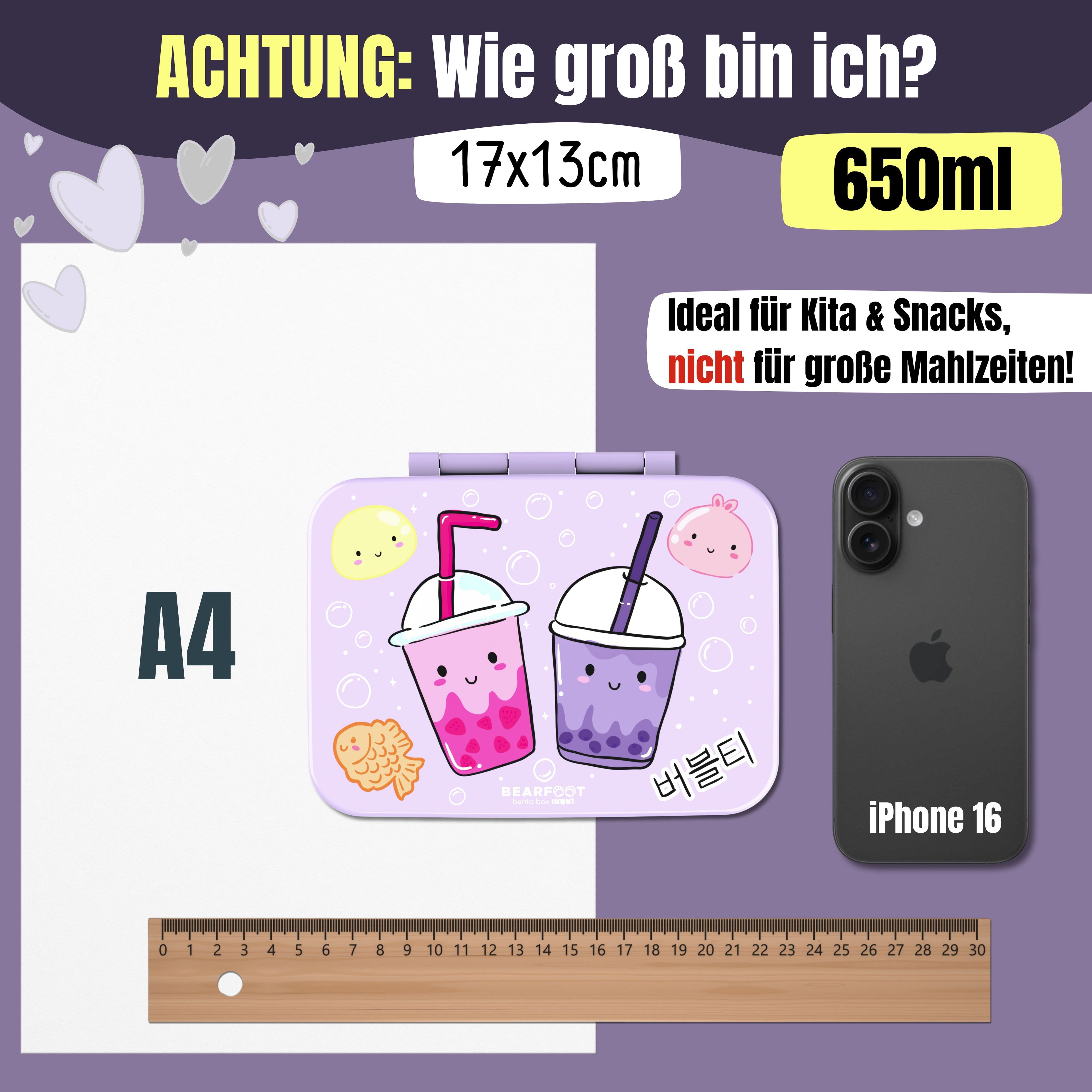 Brotdose mit Fächern, leicht & auslaufsicher-BubbleTea lila