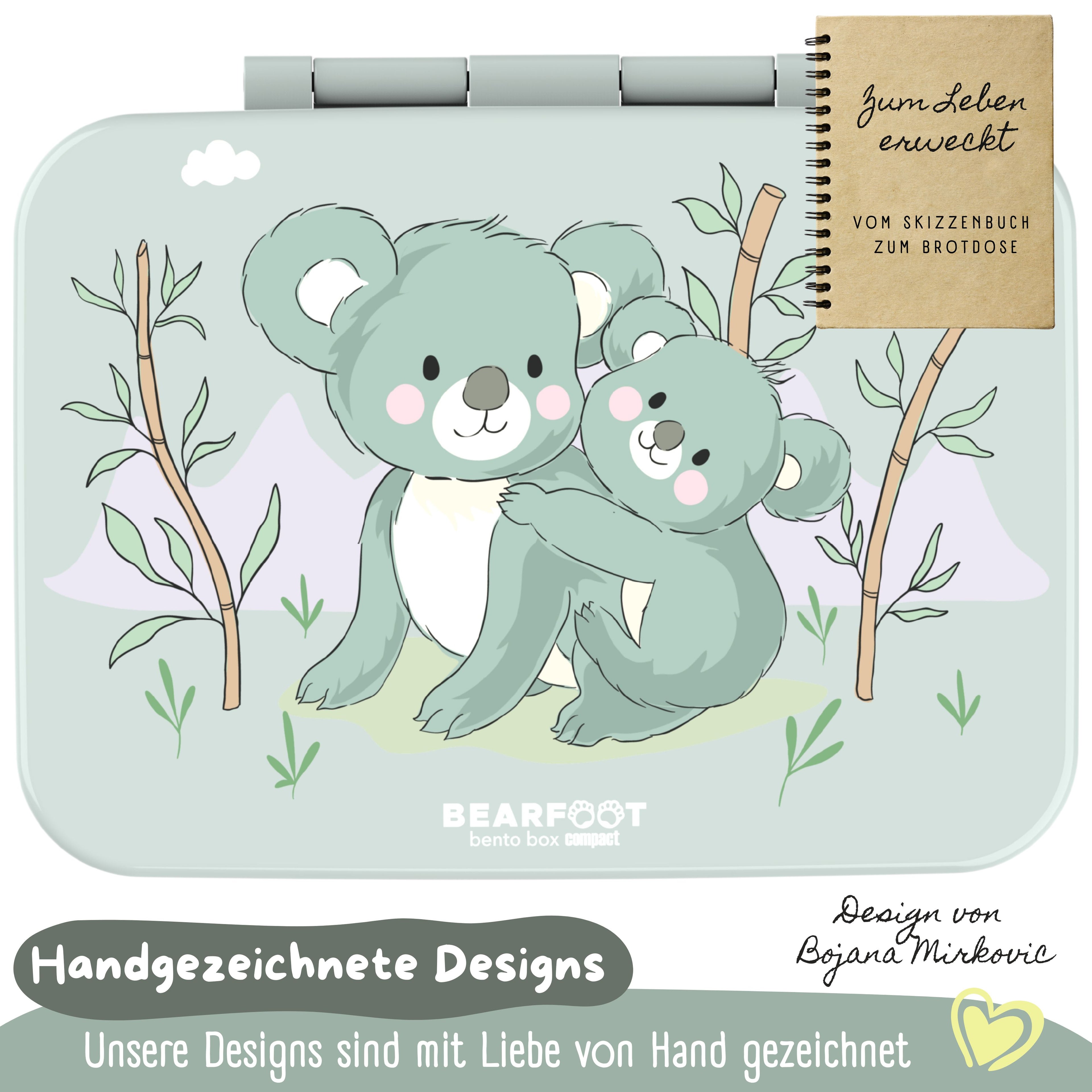 Brotdose mit Fächern, leicht & auslaufsicher - Koala Salbei