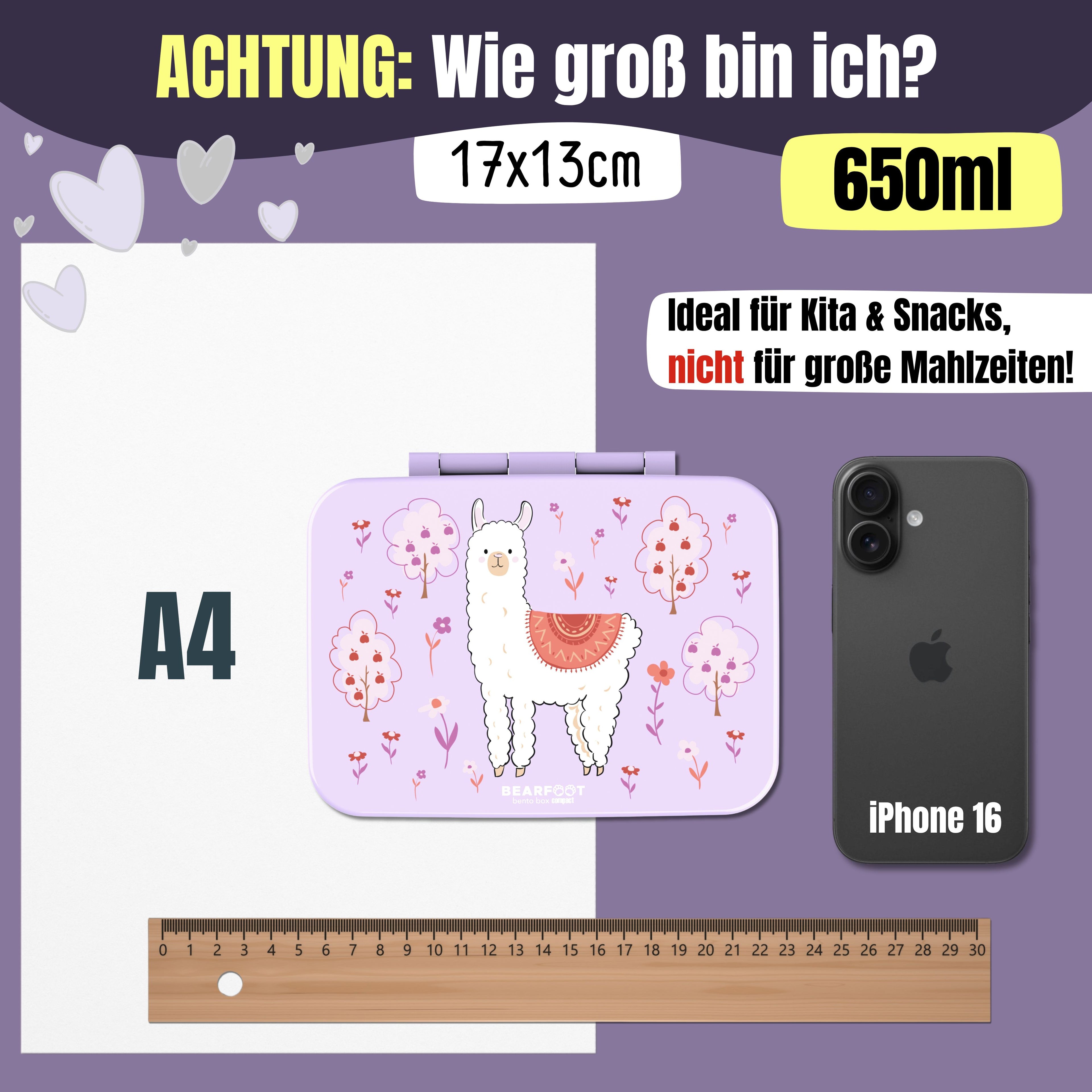Brotdose mit Fächern, leicht & auslaufsicher - Lama lila