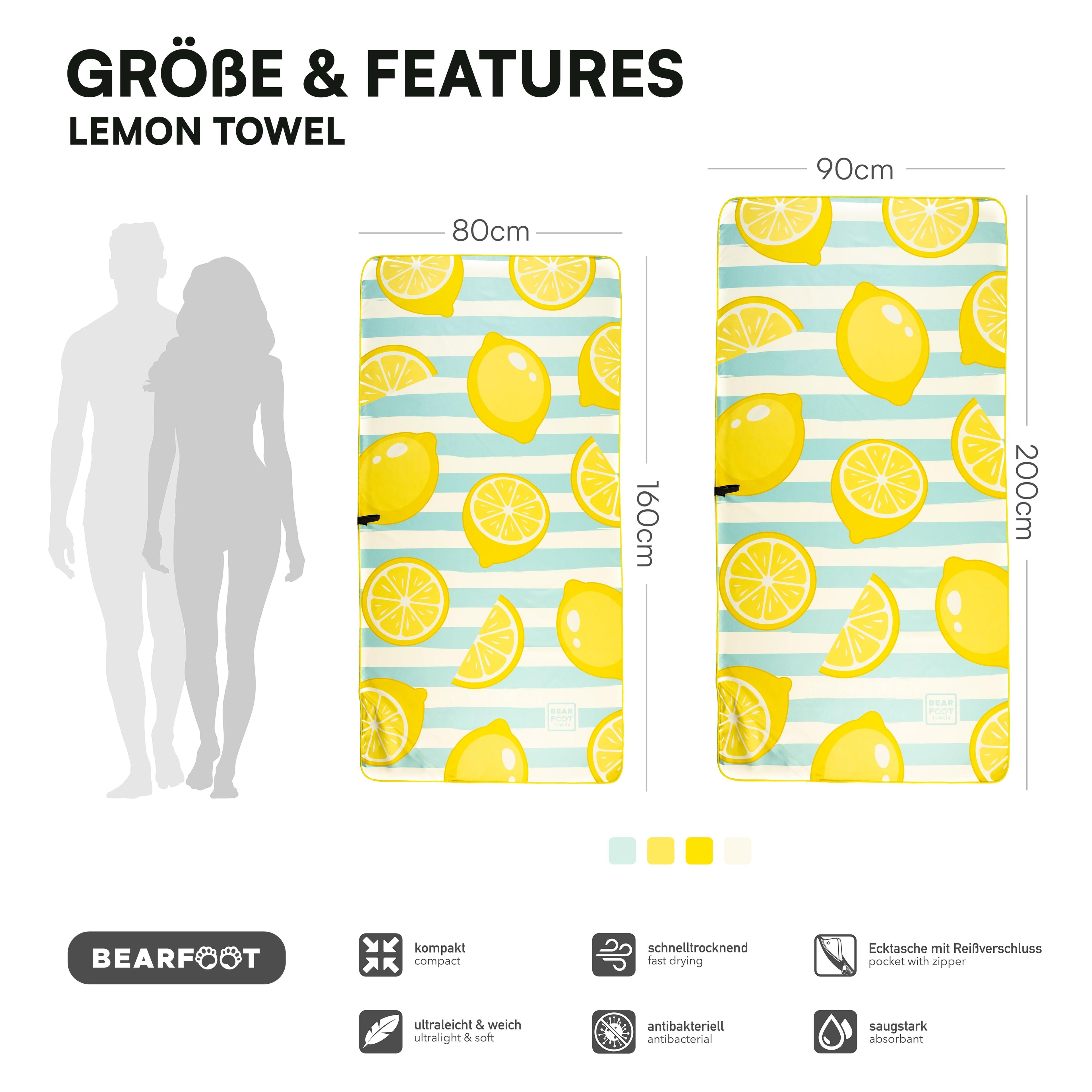 Mikrofaser Strandhandtuch - gelbe Zitrone