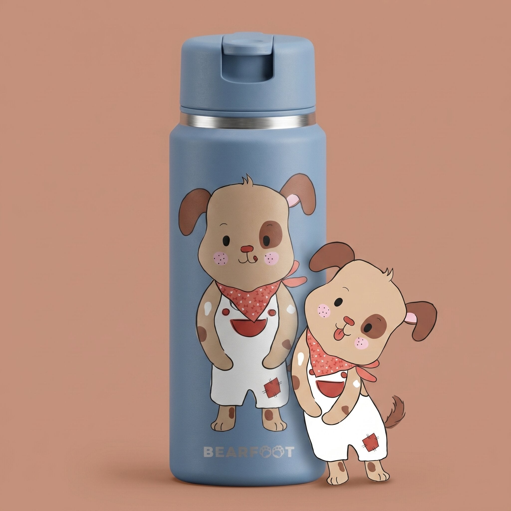 TINY Thermo Kinder Trinkflasche Edelstahl - Hund blau