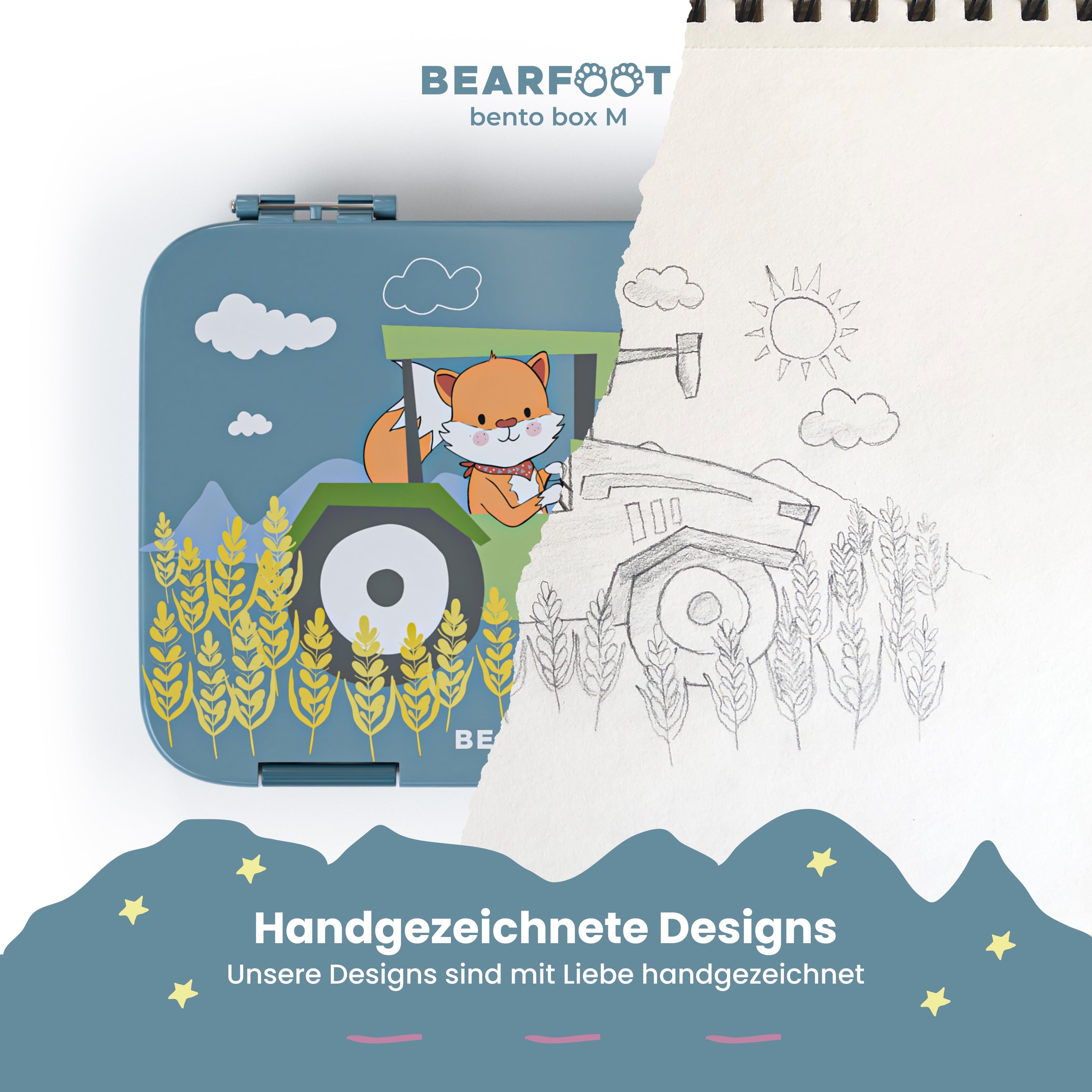 Brotdose Kinder mit Fächern, Lunchbox, Bento box - Traktor