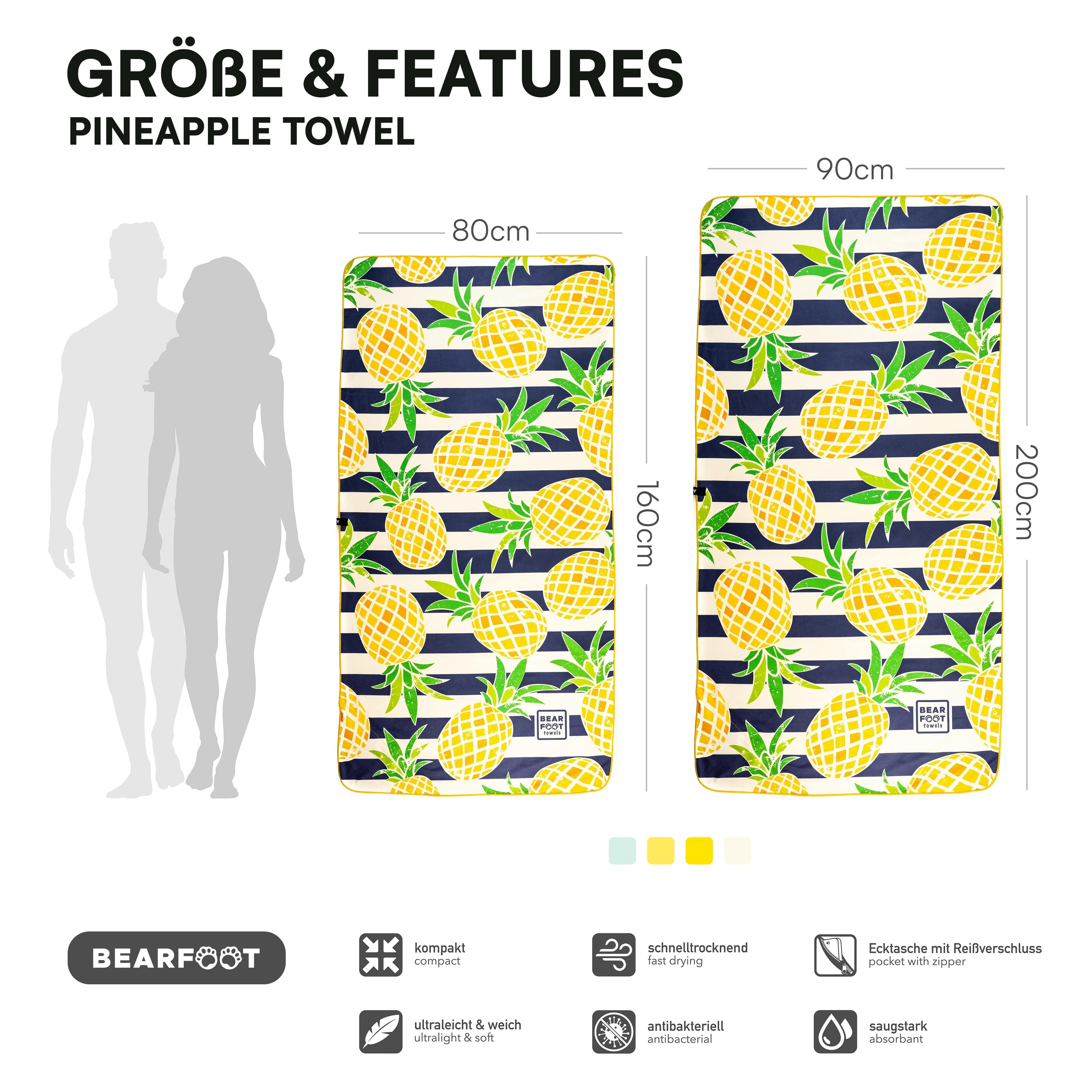 Mikrofaser Strandhandtuch - gelbe Ananas