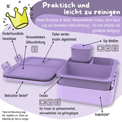 Brotdose mit Fächern, leicht &amp; auslaufsicher - lila