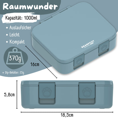 Brotdose mit Fächern, leicht &amp; auslaufsicher - blau