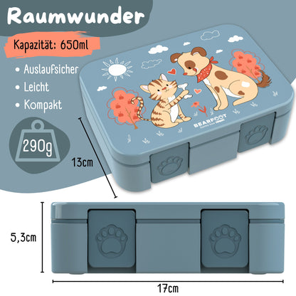 Brotdose mit Fächern, leicht &amp; auslaufsicher - Hund &amp; Katze