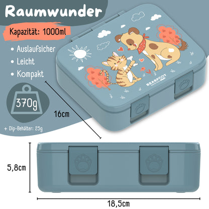 Brotdose mit Fächern, leicht &amp; auslaufsicher - Hund &amp; Katze