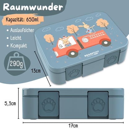 Brotdose mit Fächern, leicht &amp; auslaufsicher - Feuerwehr