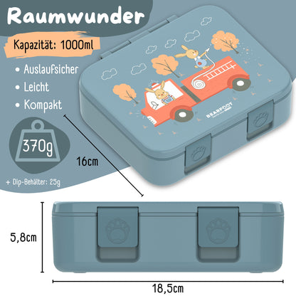 Brotdose mit Fächern, leicht &amp; auslaufsicher - Feuerwehr