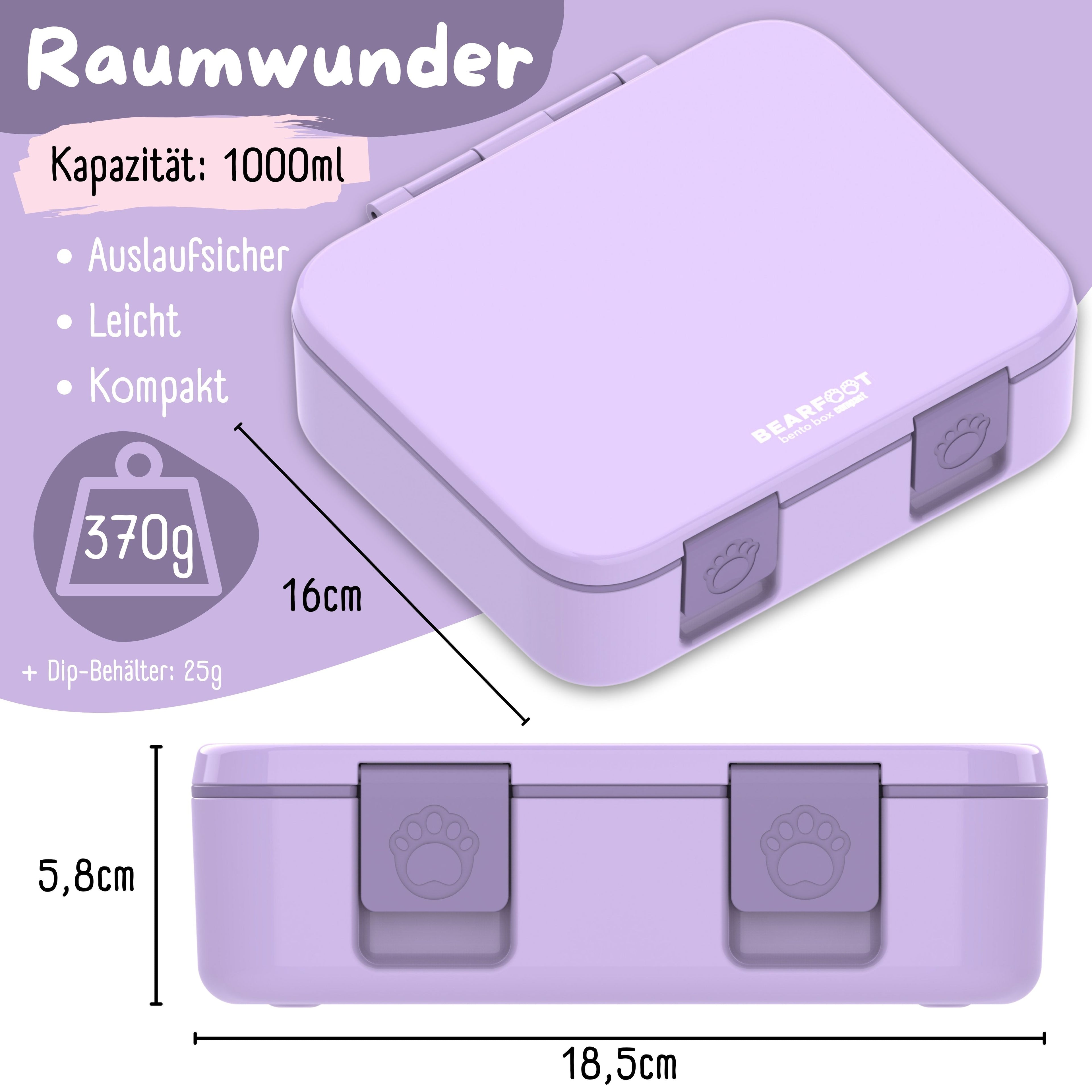 Brotdose mit Fächern, leicht &amp; auslaufsicher - lila