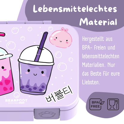 Brotdose mit Fächern, leicht &amp; auslaufsicher-BubbleTea lila