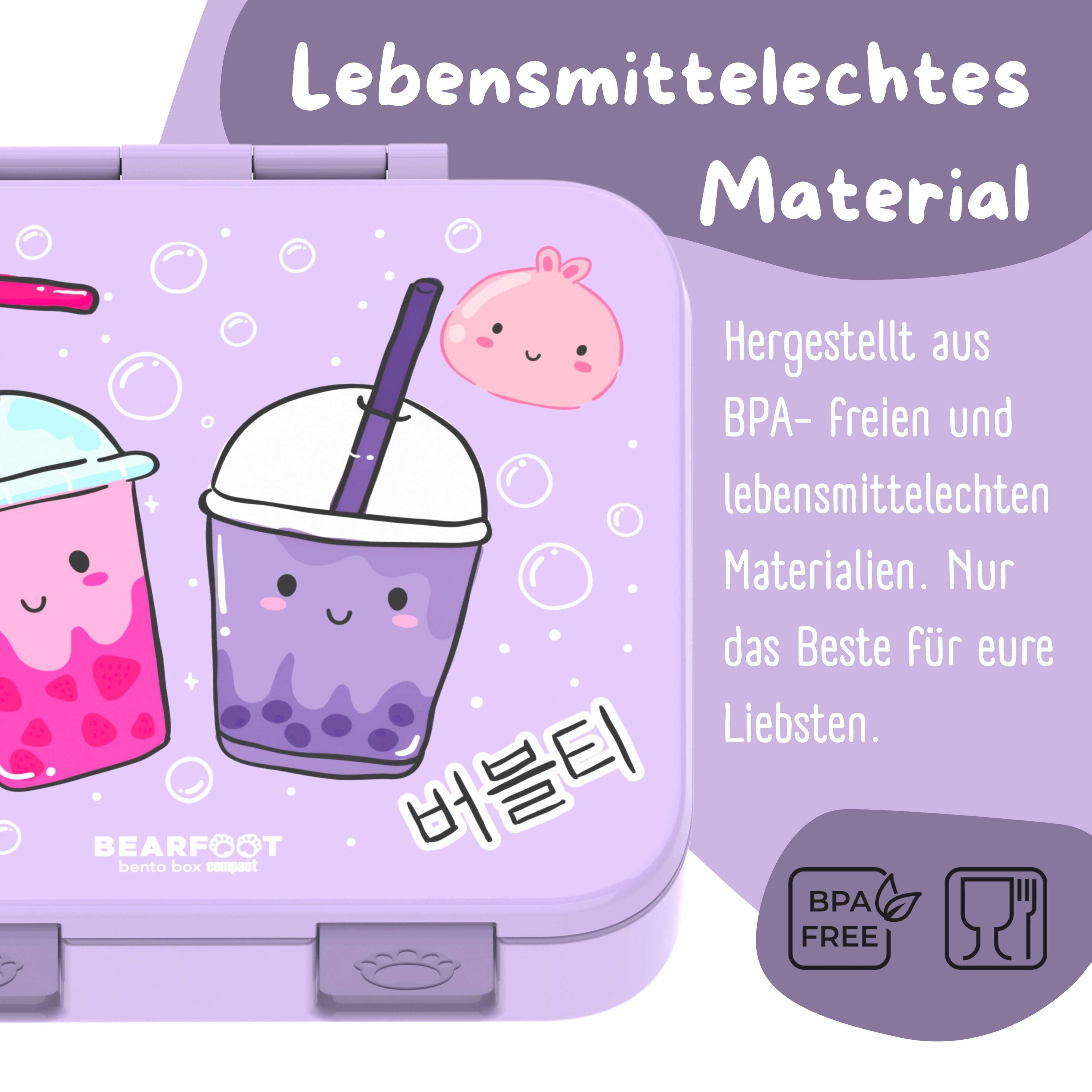 Brotdose mit Fächern, leicht &amp; auslaufsicher-BubbleTea lila