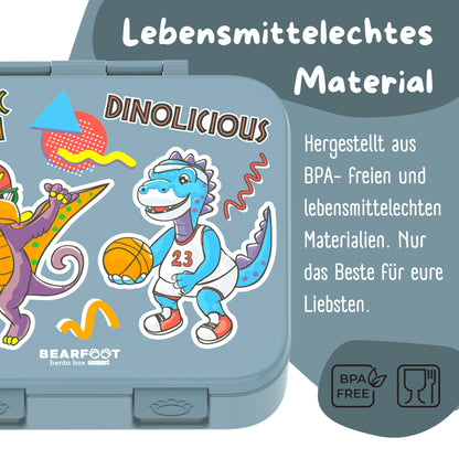 Brotdose mit Fächern, leicht &amp; auslaufsicher - Dinos blau