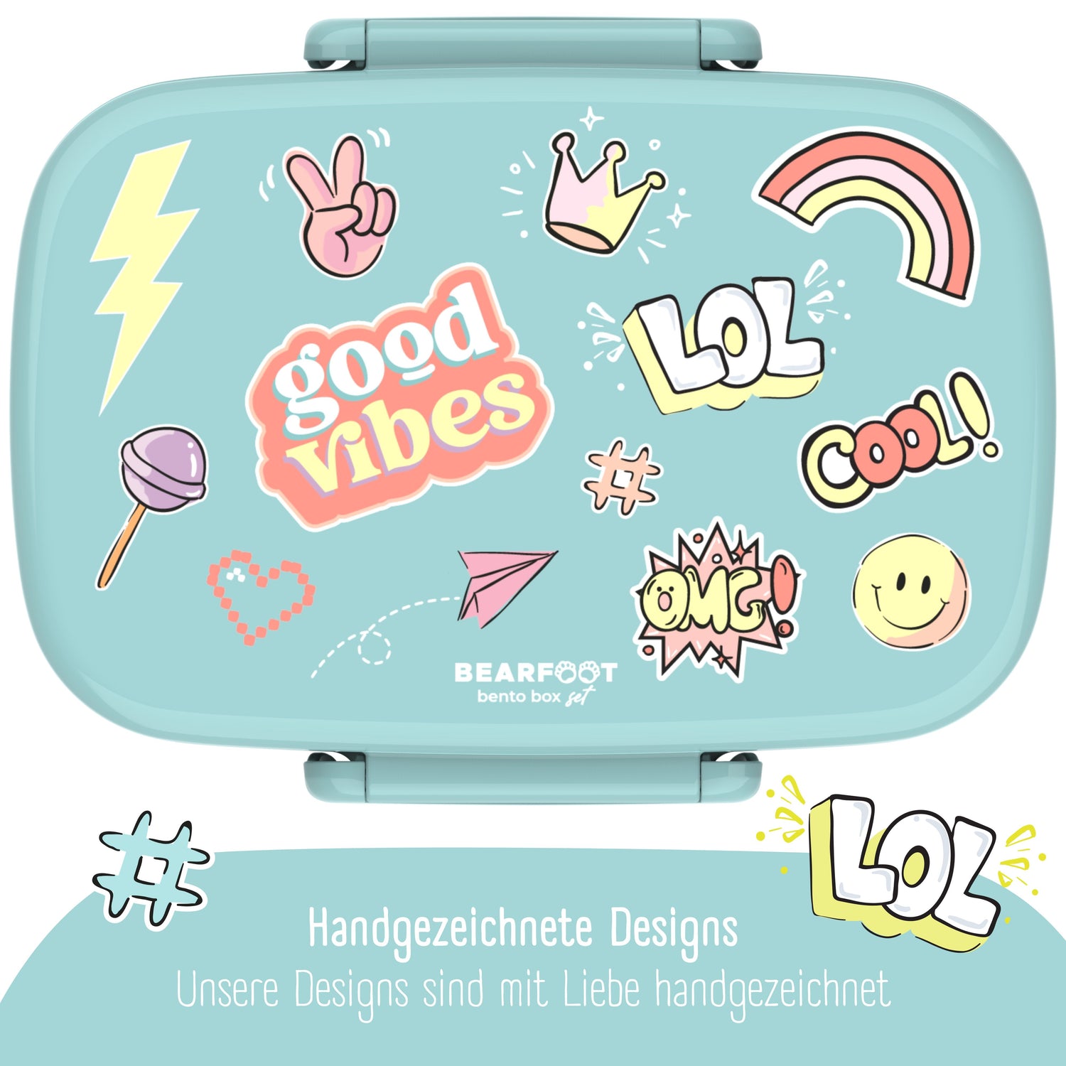 Kinderlunchbox met vakken, lekvrij - sticker, nieuwstaat