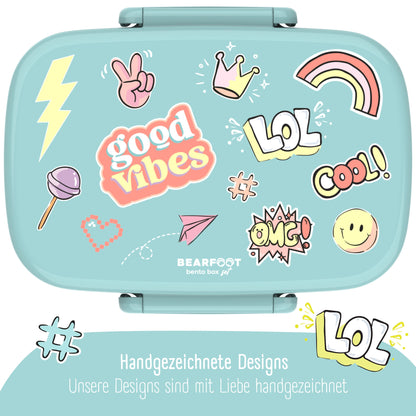 Kinderlunchbox met vakken, lekvrij - sticker, nieuwstaat