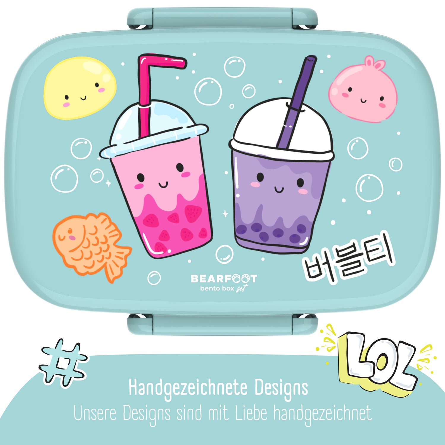 Kinderlunchbox met vakken, lekvrij - BubbleTea, mint