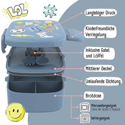 Fiambrera infantil con compartimentos, estanca - pegatina, azul