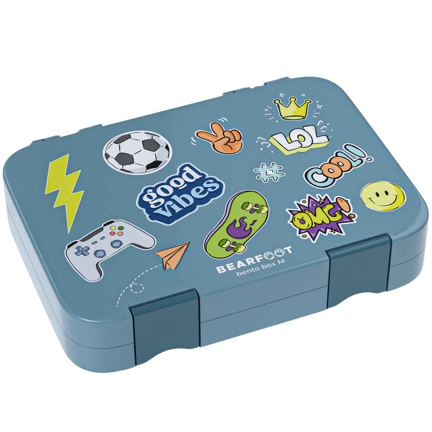 Brotdose Kinder mit Fächern, Lunchbox - Sticker, blau