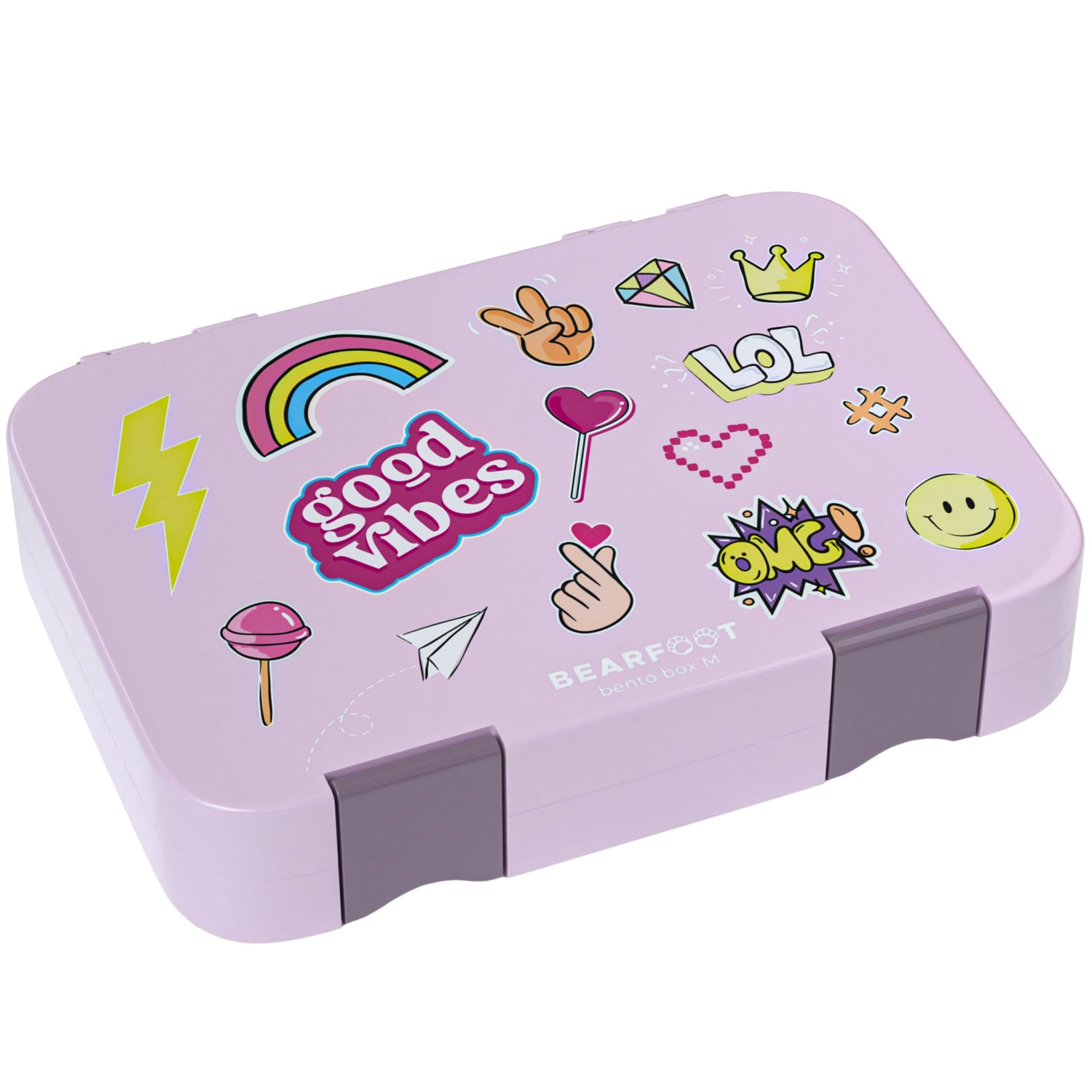 Brotdose Kinder mit Fächern, Lunchbox - Sticker Lila