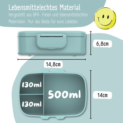 Boîte à lunch enfant à compartiments, étanche - autocollant, menthe