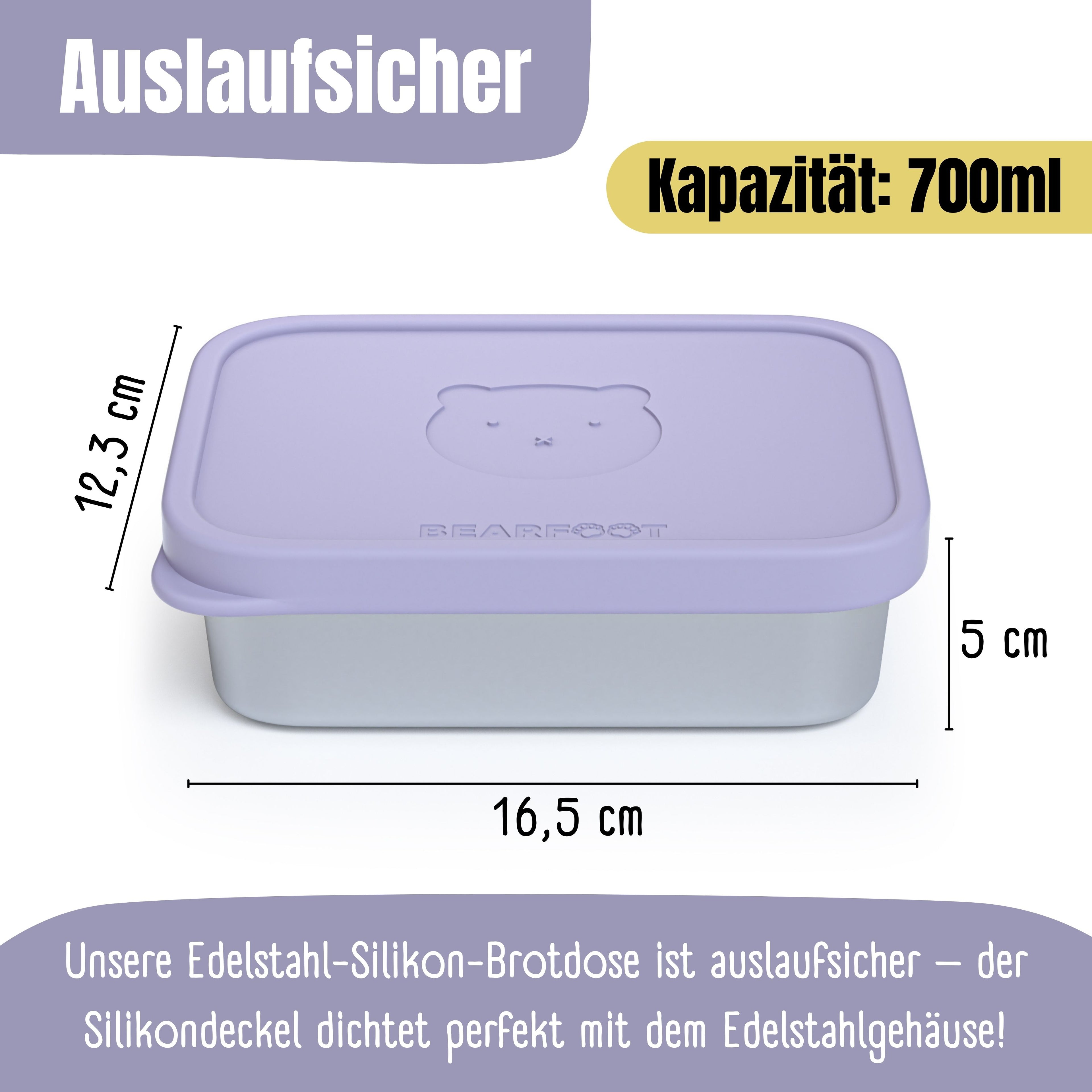 Brotdose Kinder Edelstahl mit Silikoneinsatz - Lavendel