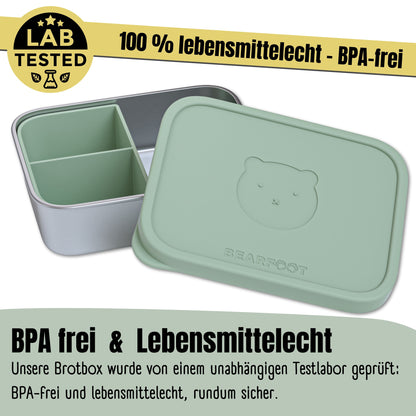 Brotdose Kinder Edelstahl mit Silikoneinsatz - Salbei