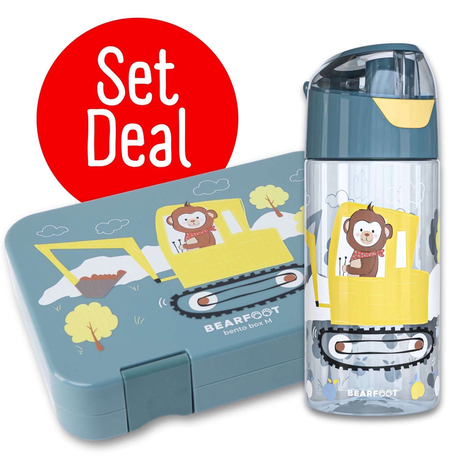 Excavator Bundle - Bento Box M &amp; Drinking Bottle 450ml