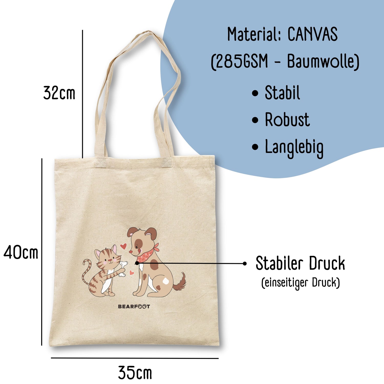 Tote bag dog &amp; cat