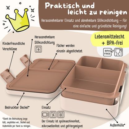 Brotdose mit Fächern, leicht &amp; auslaufsicher - Dino braun