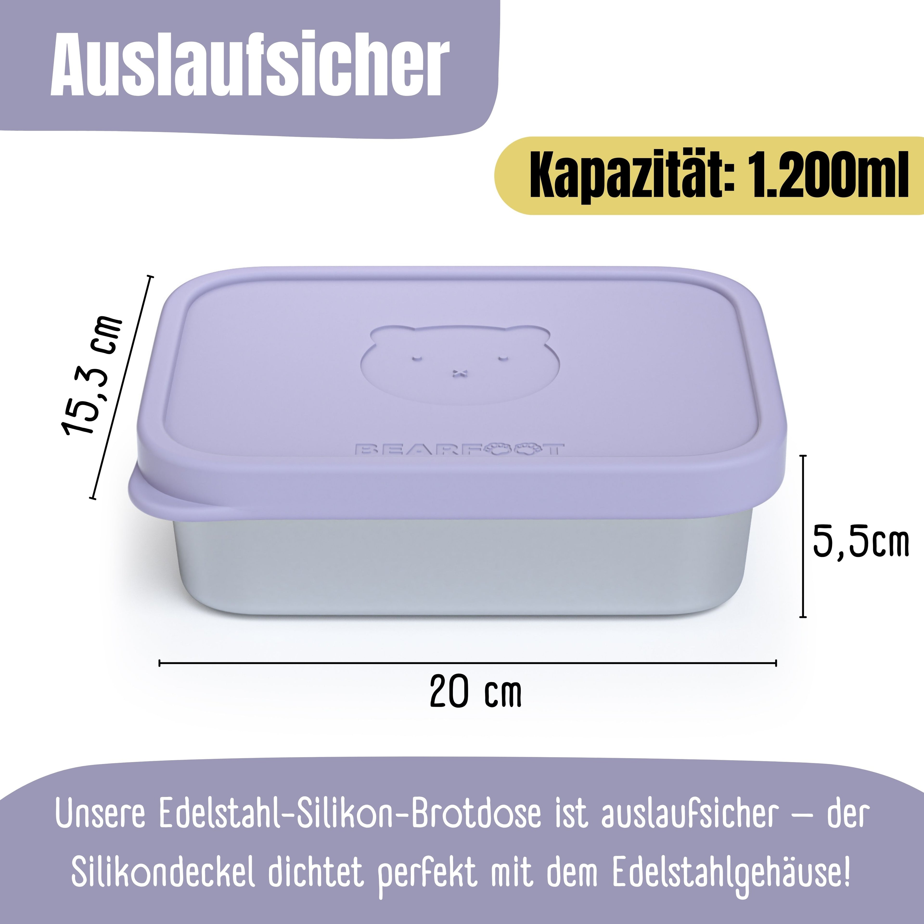 Brotdose Kinder Edelstahl mit Silikoneinsatz - Lavendel