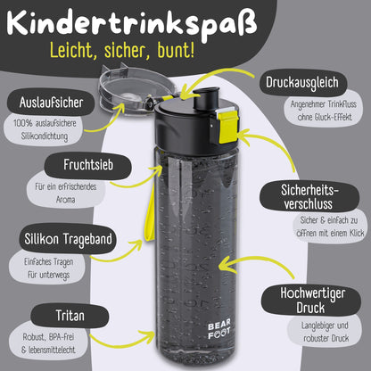 Trinkflasche Kinder, 500ml, leicht - Logo-schwarz