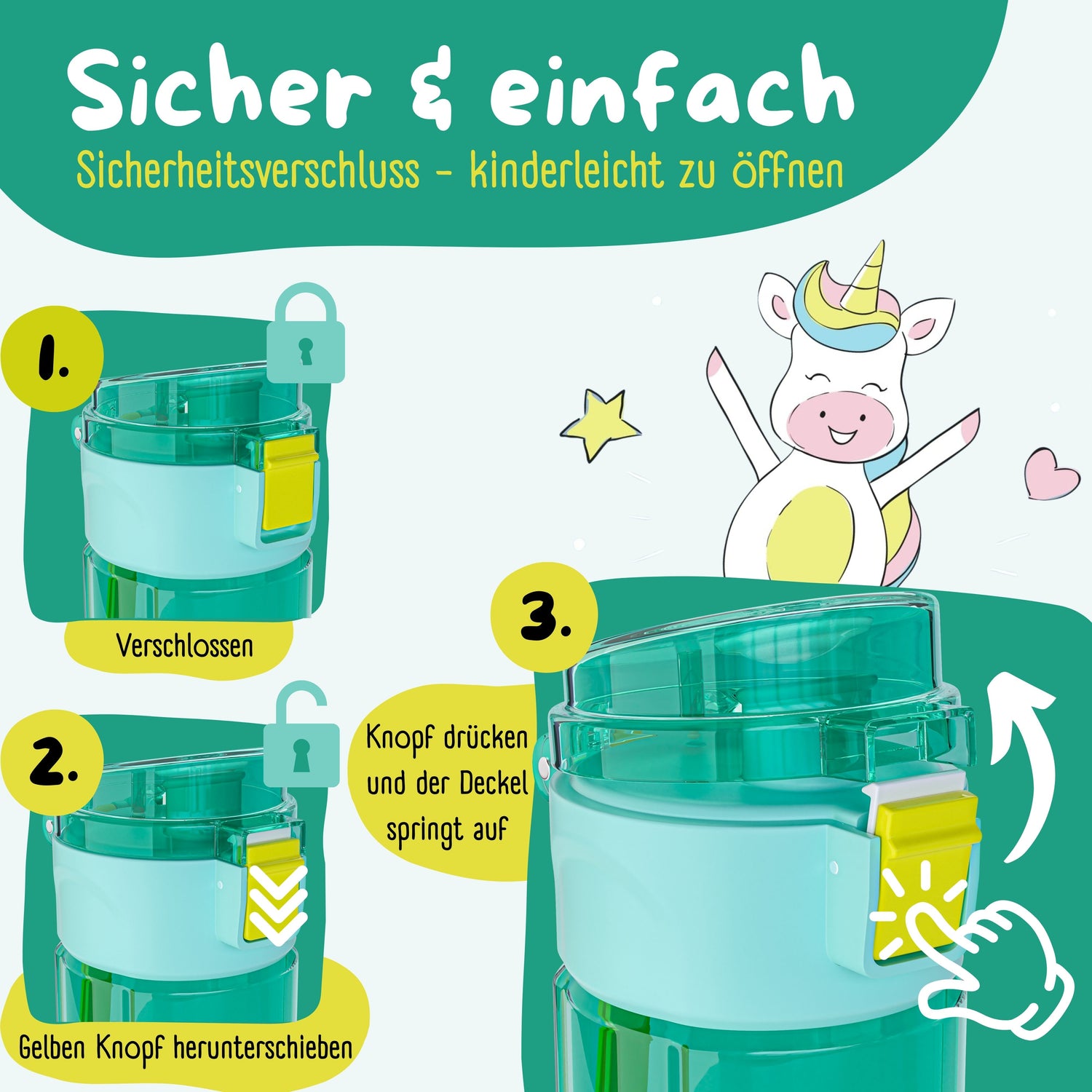 Trinkflasche Kinder, 500ml, leicht - Ozean-mint