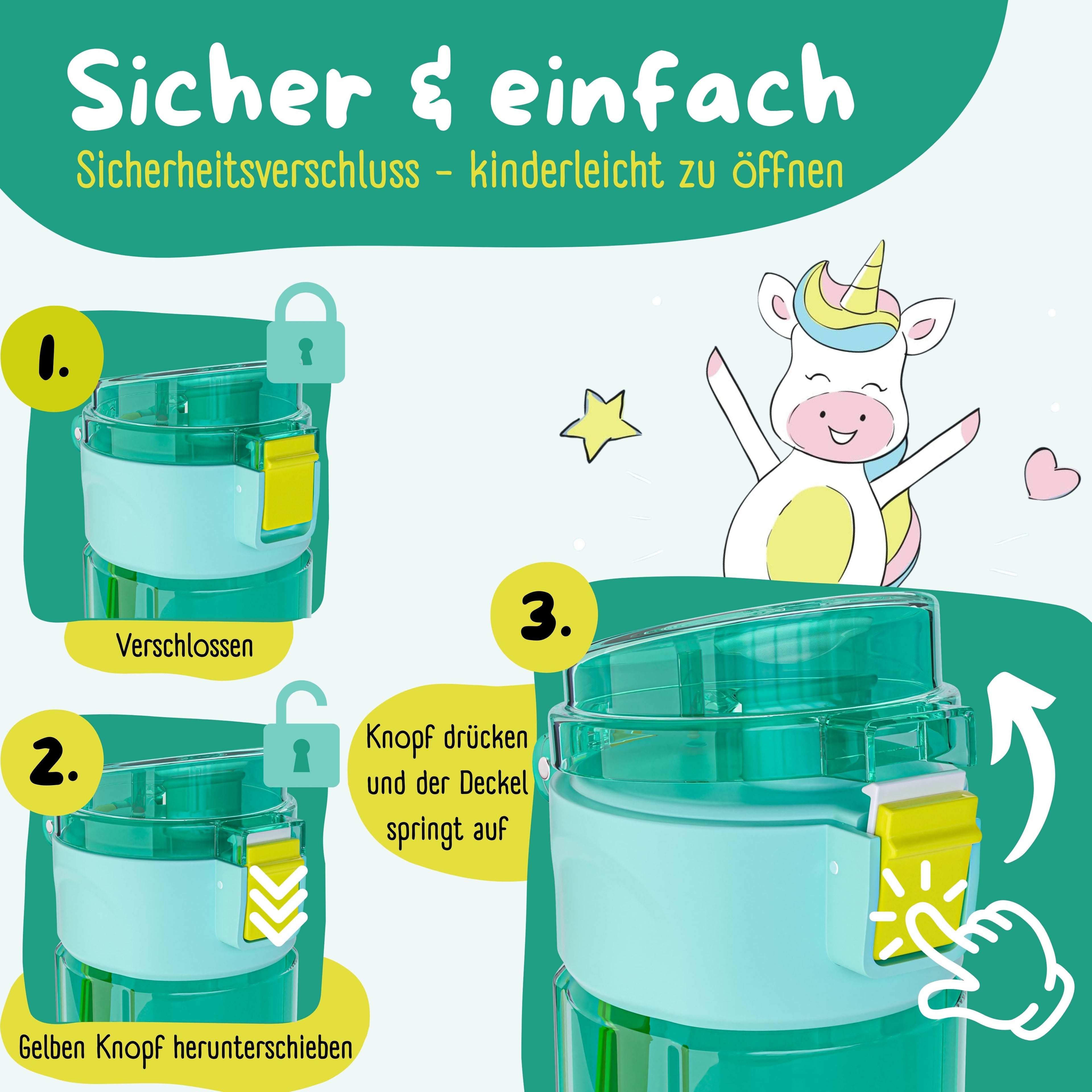 Kinderdrinkfles, 500 ml, licht - logo-mint