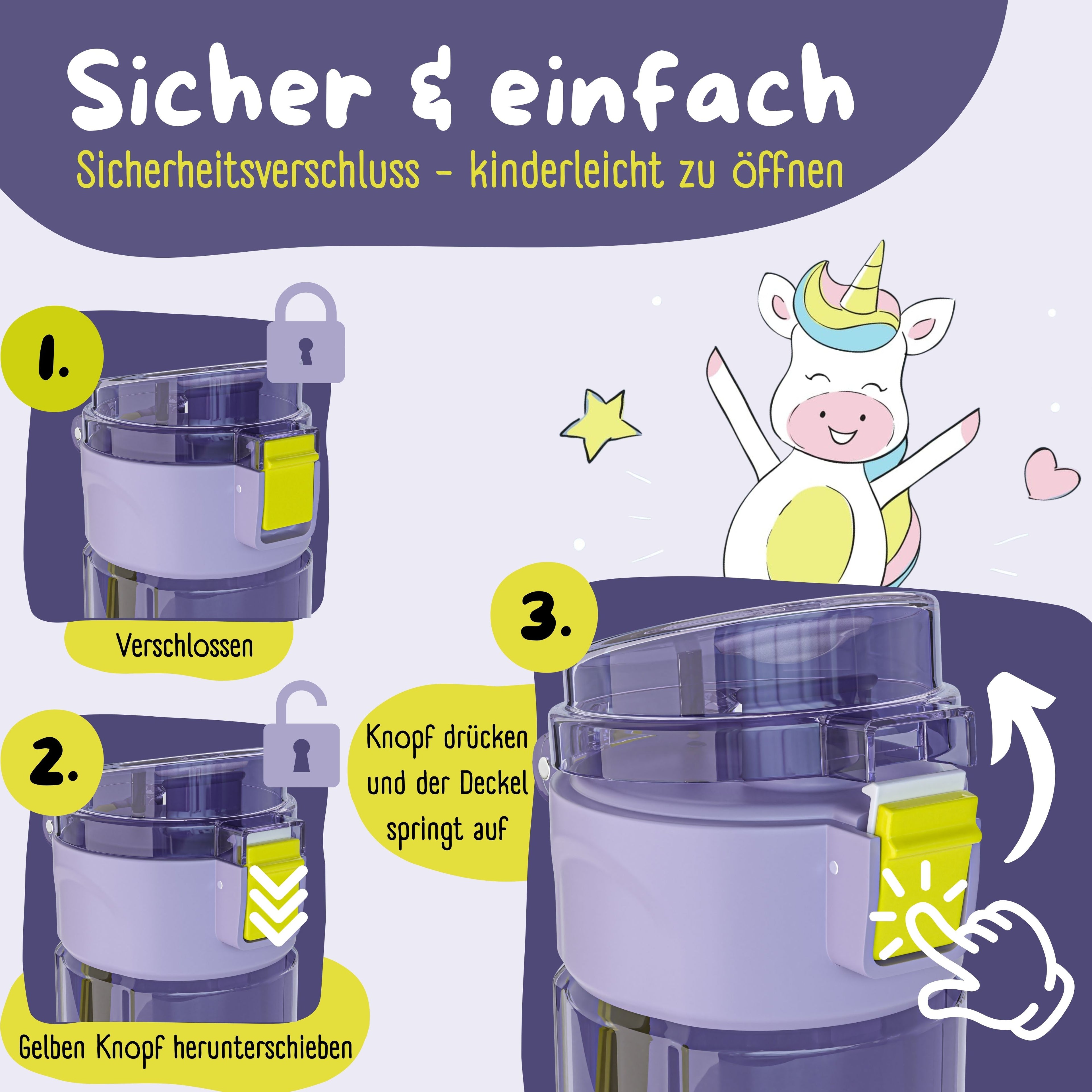 Kinderdrinkfles, 500 ml, lichtgewicht - zeemeermin paars
