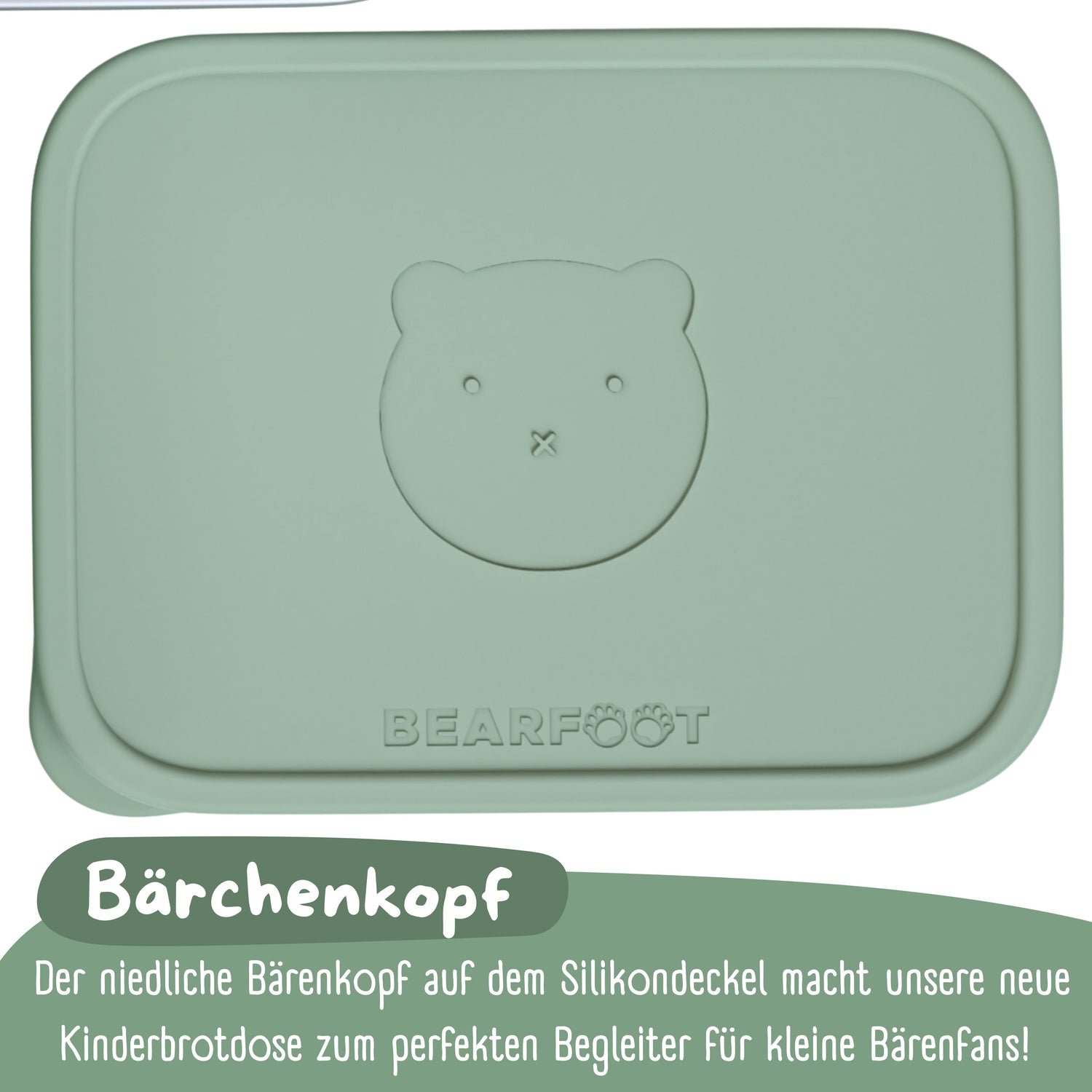 Brotdose Kinder Edelstahl mit Silikoneinsatz - Salbei