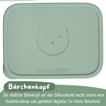 Brotdose Kinder Edelstahl mit Silikoneinsatz - Salbei