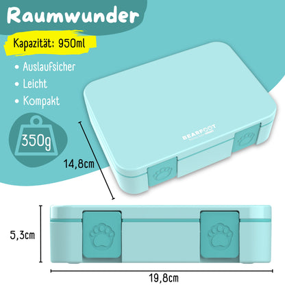 Brotdose mit Fächern, leicht &amp; auslaufsicher - mint