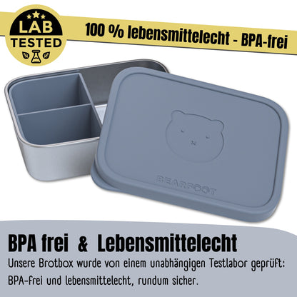Brotdose Kinder Edelstahl mit Silikoneinsatz - Blau