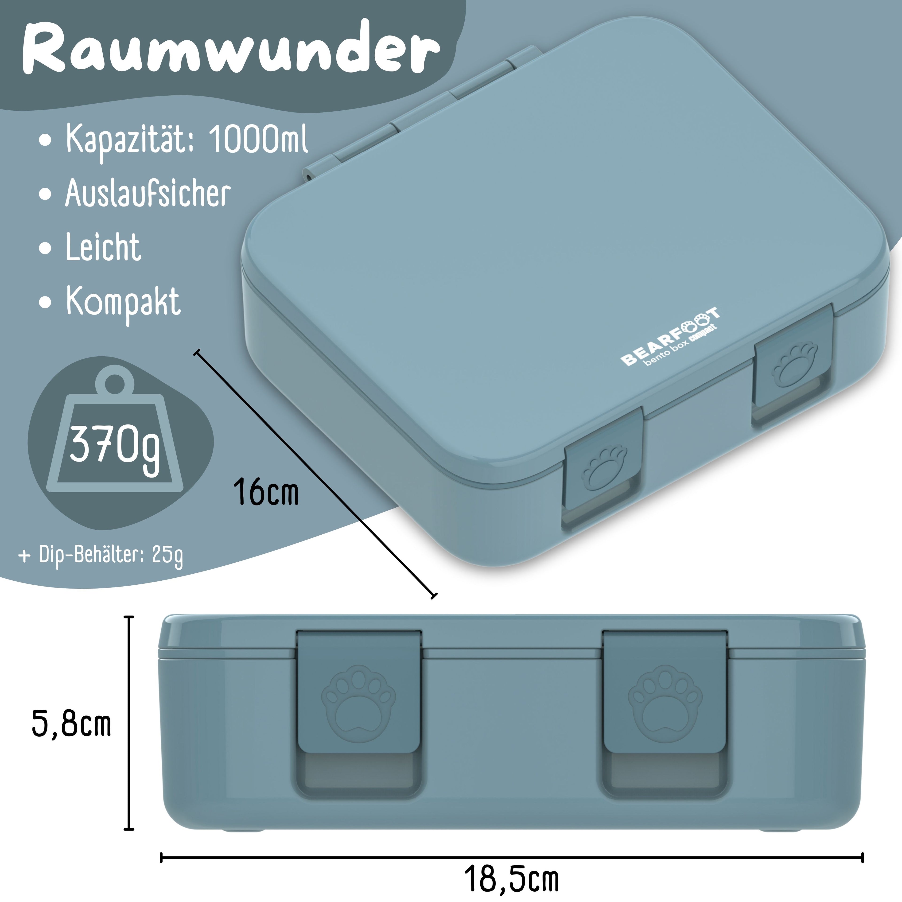 Brotdose mit Fächern, leicht &amp; auslaufsicher - blau