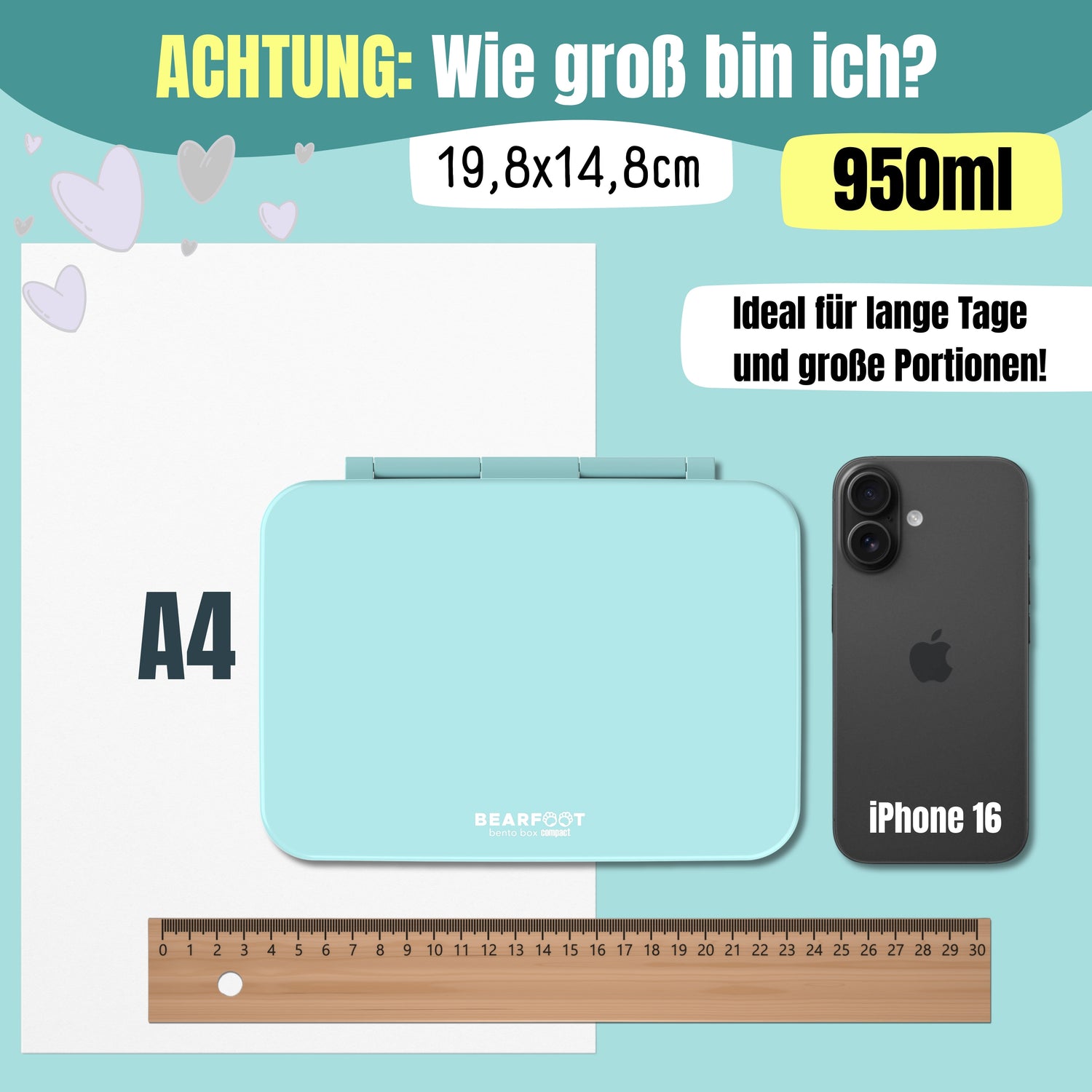 Brotdose mit Fächern, leicht &amp; auslaufsicher - mint